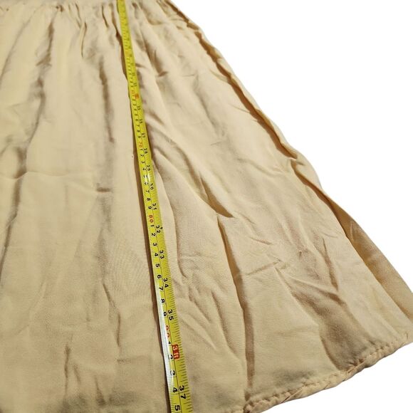 A:glow Maternity Midi Dress Sz Small Yellow Rayon Slight Puffy Sleeves Loose Fit - Picture 5 of 9